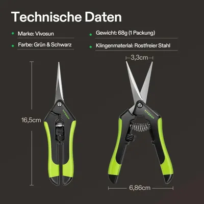 Produktbild von VIVOSUN Trimm-Schere Gartenschere mit geraden Edelstahlklingen