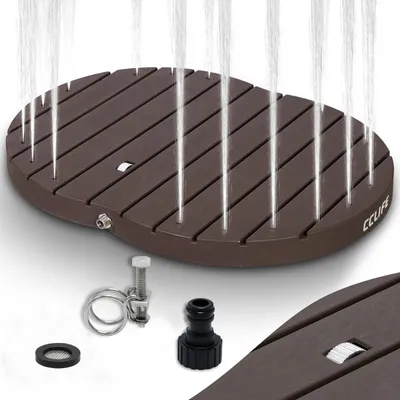 Produktbild von CCLIFE Gartendusche Aussendusche, Außendusche Garten, Bodendusche Outdoor,Dusche Mit Fußrad,Fontänenhöhe 4m,PP,CushHom,Farbe:Braun