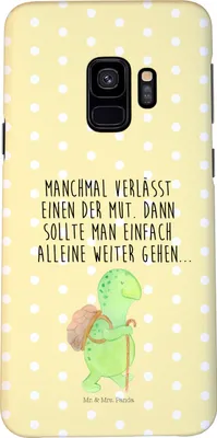 Produktbild von Mr. & Mrs. Panda Samsung Galaxy S9 Handyhülle Schildkröte Wanderer - Gelb Pastell - Geschenk, Cover, Rucksack, Motivationssprüche, Hülle, Smartphone, Motivationsspruch