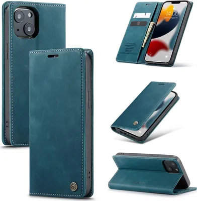 Produktbild von Caseme 013 iPhone 13 Schutzhülle, Klapphülle mit Geldbörsenfunktion - Blau