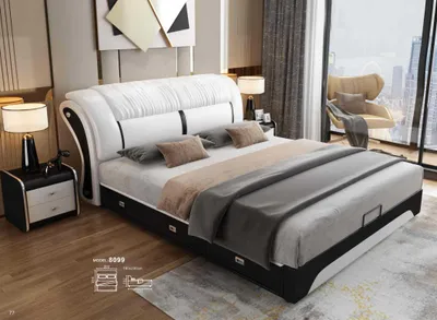 Obrázek produktu pro Čalounění postele Design dvoulůžkový hotel Manželství Ložnice Kožené postele 180x200cm