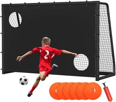 Produktbild von Großes Fußballtor 300 x 200 x 120 cm mit galvanisiertem Stahlfachwerk und PE-Netz.
