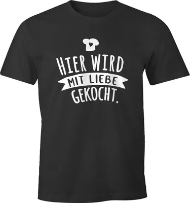 Produktbild von Herren T-Shirt Koch-Spruch Hier wird mit Liebe gekocht Fun-Shirt Spruch lustig Moonworks® anthrazit XXL
