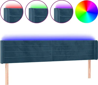 Produktbild von vidaXL LED Kopfteil Dunkelblau 183x16x78/88 cm Samt