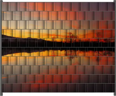 Produktbild von Wallario Zaunsichtschutz mit Motiv Abendrot am Himmel über einem See für Ein- und Doppelstabmatten Zäune in der Größe 250 x 200 cm