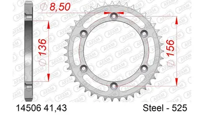 Produktbild von AFAM Kettenrad 14506-41 Hinten Stahl