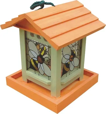 Produktbild von Elmato  10830 Vogelhaus Vogelnest Futterstation, Glassilo Biene handbemalt, 16x15x18 cm