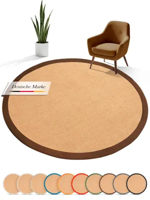 Produktbild von Sisalteppich Rund Braun Ø 80 | Moderner Teppich für Wohn- und Schlafzimmer