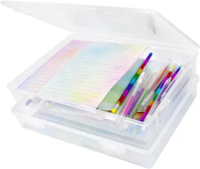 Immagine prodotto di Contenitori trasparenti con coperchio, set da 2, dimensioni 32 x 22 x 5 cm, adatti per documenti formato A4