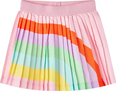 Produktbild von Kinderrock Hellrosa Gr. 92 A-Linie Plissee-Falten mit Regenbogen-Motiv