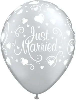 Obrázok produktu pre Qualatex Qualatex Balóny, 27,9 cm, latex 19136 Just Married Srdcia Okrúhle 6