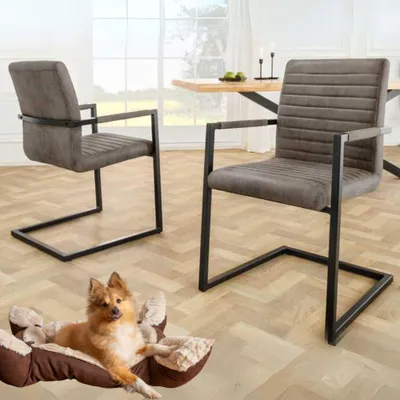 Produktbild von 2er Set Freischwinger MENGA taupe-grau Industrial-Look