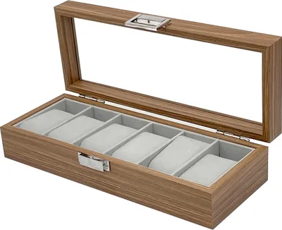 Produktbild von Holz Uhrenkoffer für 6 Uhren Uhrenpräsentation Uhrenaufbewahrung Uhrenbox Armbanduhren Präsentation
