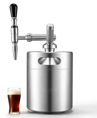 Produktbild von Nitro-Cold-Brew-Kaffeefass - Edelstahl-Kaffeezapfanlage - 4 l Fassungsvermögen - Zapfhahn - Druckentlastungsventil - Tragbar - Für selbstgemachten Cold Brew