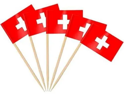 Produktbild von Zahnstocherflaggen Schweiz 200 Stück Papier Holz 3,5x2,5 cm Partydeko