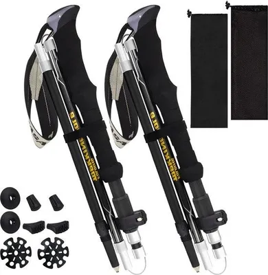 Produktbild von Famanu Trekkingstöcke ultraleicht 110-135 cm - zusammenklappbare Aluminiumstöcke mit Gummipuffern