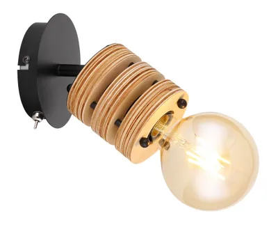 Produktbild von GLOBO Wandleuchte mit Schalter Wandlampe Innen Wandstrahler Holz Optik 54042-1