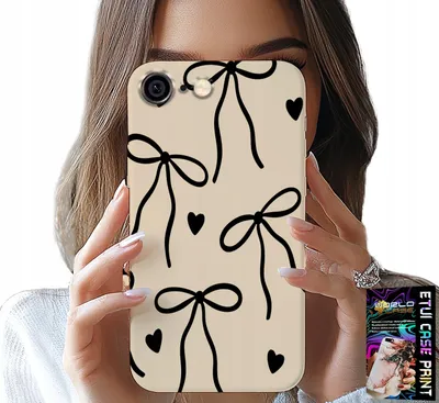 Zdjęcie produktu dla Etui Do Iphone ( 6 Plus ) - Beżowe Kokardki Wstążka Modne Wzory