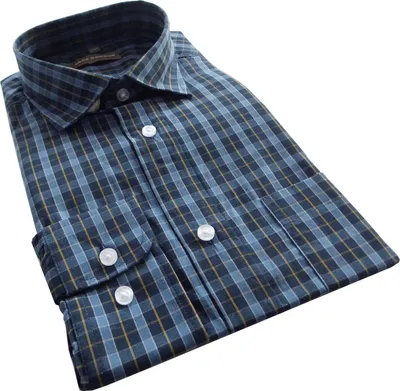Zdjęcie produktu dla Koszula męska w kratę z długim rękawem - 8111;navy.2XL