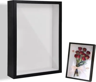 Produktbild von 3D Bilderrahmen zum Befüllen 20,3 x 25,4 cm Bilderrahmen Tief 3D Objektrahmen Hölzern bis 3cm, Tiefer Bilderrahmen zum Befüllen für Objekte, Blumen, Hochzeitsgeschenk oder Erinnerungsstücke (Schwarz)