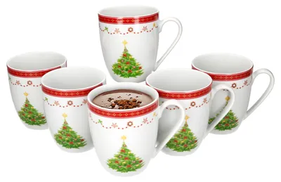 Immagine prodotto di 6x tazze da caffè da sogno di Natale 340ml tazze in porcellana 6 persone vin brulè tè