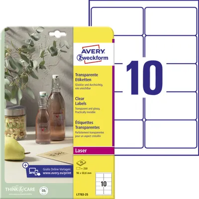 Image de Etiquettes AVERY Zweckform Crystal Clear, 96 x 50,8 mm