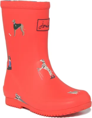 Produktbild von Joules JNR Roll Up Kinder Gummistiefel Mit Hund Aufdruck In Rot (25, rot)