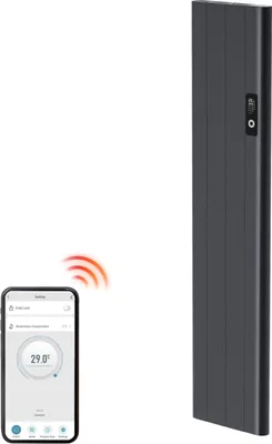Produktbild von EMKE® Elektrické topení úsporný 1000W antracitový elektrický konvektor 1600x362x60mm s časovačem, WIFI a hlasovým ovládáním, nástěnný elektrický radiátor