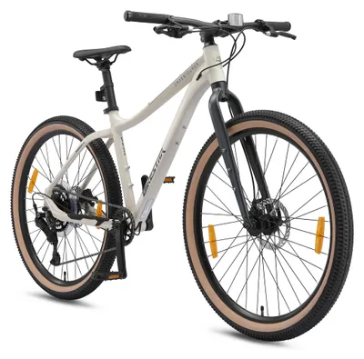 Produktbild von BIKESTAR Alu Mountainbike ab 13 Jahre | 27 Zoll City Bike Fahrrad, 9 Gänge Shimano, Scheibenbremse, Taupe