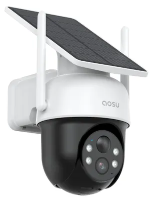 Immagine prodotto di AOSU 2K telecamera solare per esterni senza fili vista panoramica a 360° Telecamera di sicurezza per esterni ad alta efficienza energetica con allarme spotlight, rilevamento del movimento