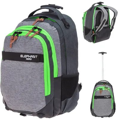 Produktbild von Schultrolley 3 Teile Set Elephant Hero Signature Trolley Rucksack Schulrucksack Trolly Sporttasche Mäppchen Box 12724 tsmb Two Tone Grün