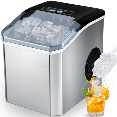Produktbild von Eiswürfelmaschine Klein,12KG/24H Eiswürfelbereiter Ice Maker, 9 Würfel in 8 Minuten fertig,Selbstreinigende Ice Maker Leiser für Küche Büro Bar Party