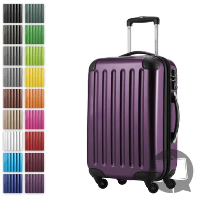Immagine prodotto di Alex - Valigia bagaglio a mano con estensione trolley da cabina 4 ruote, bagaglio a mano per ogni compagnia aerea, trolley da viaggio misura S guscio rigido lucido, 55 cm, 42 litri, viola