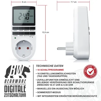 Produktbild von CSL digitale Zeitschaltuhr, 2,1" LCD-Display, 3680W, 10 Programme