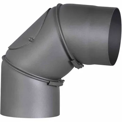 Image de Coude de poêle 90°, Ø 150 mm, gris réglable avec porte