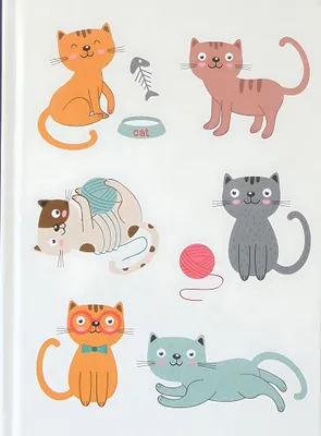 Produktbild von ADINA Notizbuch A5 fester Deckel dotted Katzen Cartoons