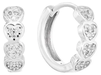 Image de Boucles d'oreilles rondes en argent avec cœurs 11323.1
