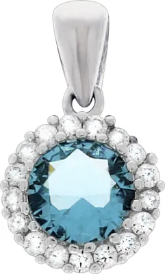 Produktbild von F Anhänger 925/- Sterling Silber 1,8cm weiß Kristall hellblau 025240038