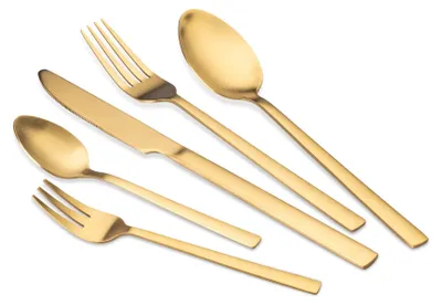 Produktbild von Paris Hilton Edelstahl Besteck-Set 20-teilig in Goldgelb  Eleganz und Qualität für jeden Anlass, von Ostern bis Weihnachten, Spülmaschinengeeignet, Rostfrei