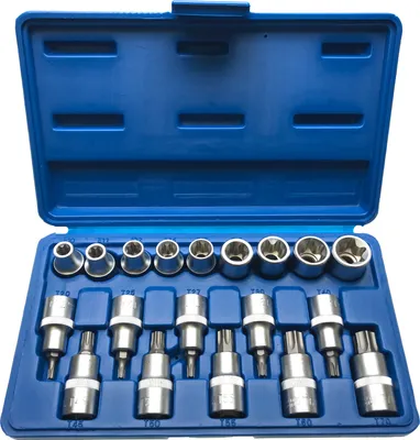 Produktbild von Steckschlüssel Stecknuss Satz TORX E-Profil + T-Profil Einsätze Nuss 19 tlg.