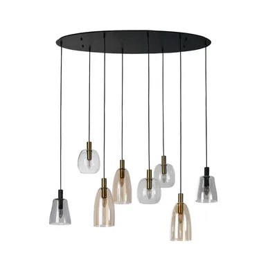 Obrázek produktu pro Klasický lustr Divine Steel Black Glass 8 světel E14