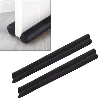 Produktbild von 2x VOSSBACH Mikrofaser Tür Zugluftstopper Schwarz mit Doppeldichtung Türdichtung Türisolierung Dichtung Isolierung Windstopper