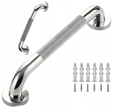 Image de Poignée de maintien pour salle de bain - Barrière de douche murale - Acier inoxydable 304 - Poignée antidérapante - Capacité de charge jusqu'à 227 kg - Idéale pour les personnes âgées et les personnes handicapées