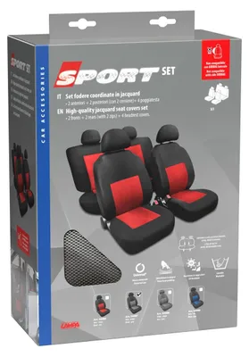 Produktbild von LAMPA Sport Sitzschonbezug Vorne und Hinten Polyester Grau Schwarz Sitzbezug