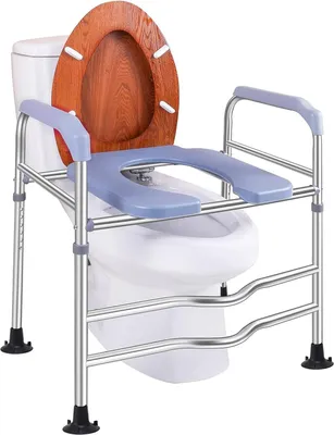 Produktbild von Erhöhte Toilettensitz 150 kg höhenverstellbar mit Armlehnen - für Senioren, rutschfest