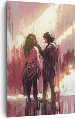 Produktbild von Bild auf Leinwand - LeinWandbild Einteilig - Paar künstlerisch illustration liebhaber - 80x120cm - Wand Bild - Wandbilder - Leinwanddruck - Wanddekoration - Leinwand bilder - Wandbild PA80x120-3198