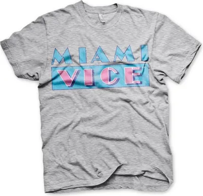 Produktbild von Miami Vice Distressed Logo T-Shirt - Medium - Heather-Grey