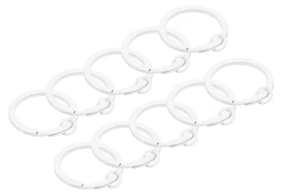 10 geteilte Schlüsselringe, rund, weiß, 30 mm, lackiertes Metall