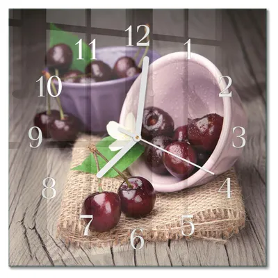 Produktbild von Tulup Glasuhr Wanduhr Küchenuhr Echt-Glas 30x30 cm Modern Dekorativ Geräuschlos Weiße Zeiger - Burgunderkirschen