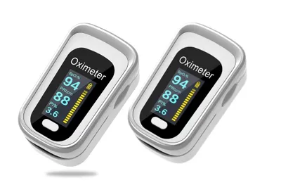 Produktbild von 2 Stück Fingerpulsoximeter, Sauerstoffmessgerät, Fingermessgerät, misst Blutsauerstoffsättigung und Pulsfrequenz, Oximeter mit OLED-Display